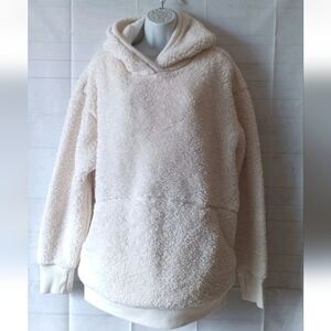 Athleta Cream Reversible Solstice Sherpa Warm Hoodie Pullover XL